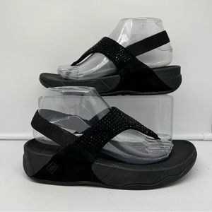 Fitflop Black Sandals with Rhinestone Detailing